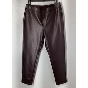 NWT J. Jill Dark Raisin Vegan Leather Pull-on Pants Medium Petite